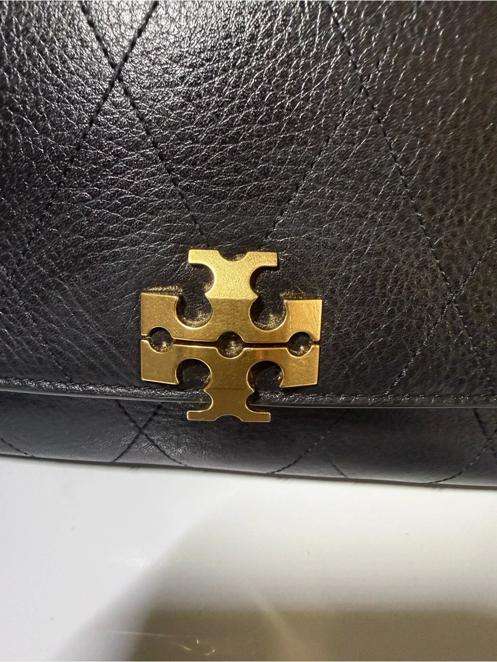 Tory Burch Black Quilted Leather Charlie Medium Shoulder Bag with Gold Hardware
